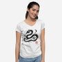 Dragon Ink Brush-Womens-V-Neck-Tee-fanfabio
