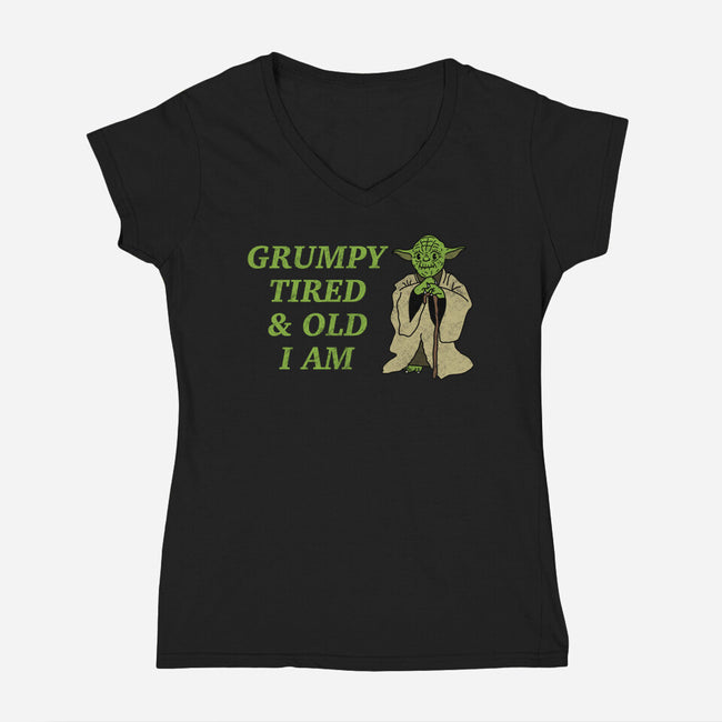 Grumpy Tired And Old-Womens-V-Neck-Tee-milasneeze