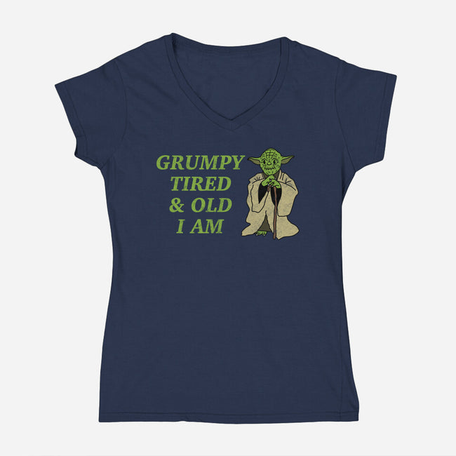 Grumpy Tired And Old-Womens-V-Neck-Tee-milasneeze