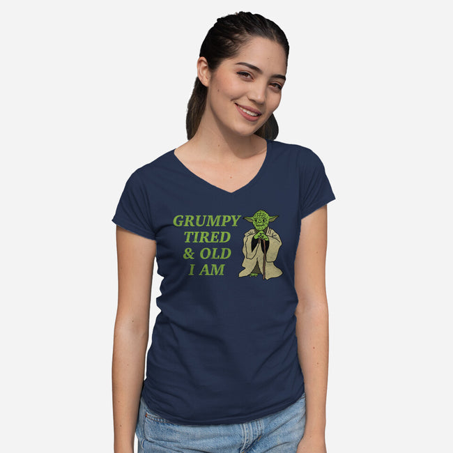 Grumpy Tired And Old-Womens-V-Neck-Tee-milasneeze