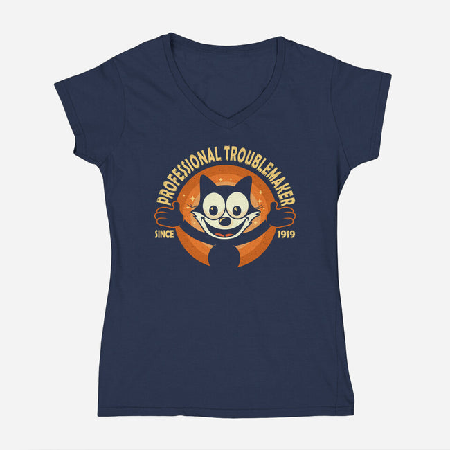 Professional Troublemaker-Womens-V-Neck-Tee-erion_designs
