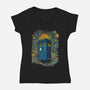 Starry Night Blue Box-Womens-V-Neck-Tee-kharmazero
