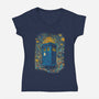 Starry Night Blue Box-Womens-V-Neck-Tee-kharmazero