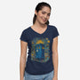 Starry Night Blue Box-Womens-V-Neck-Tee-kharmazero