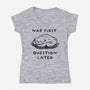 Nap First Question Later-Womens-V-Neck-Tee-FunkVampire
