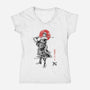 Pirate Hunter Sumi-e-Womens-V-Neck-Tee-Astrobot Invention