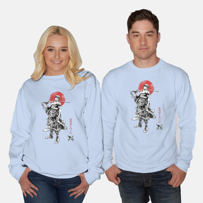 Pirate Hunter Sumi-e-Unisex-Crew Neck-Sweatshirt-Astrobot Invention