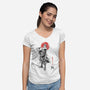 Pirate Hunter Sumi-e-Womens-V-Neck-Tee-Astrobot Invention