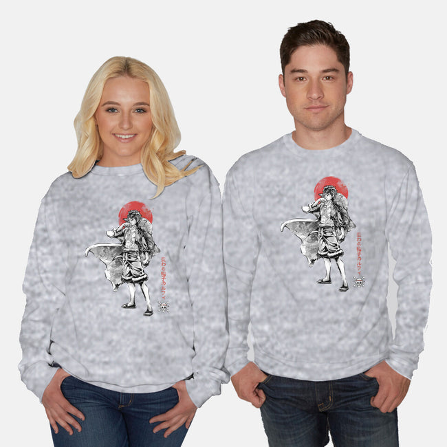 Straw Hat Captain Sumi-e-Unisex-Crew Neck-Sweatshirt-Astrobot Invention