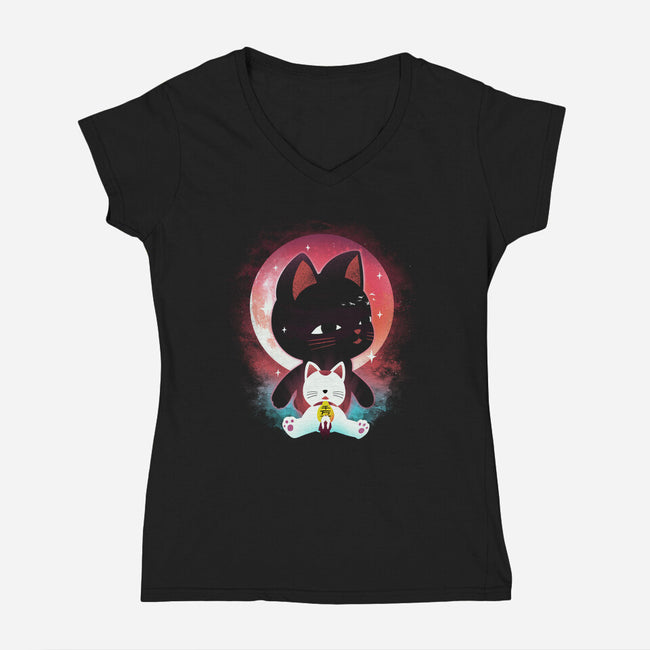 Turbo Granny Night-Womens-V-Neck-Tee-dandingeroz