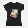 Music And Chill Cat-Womens-V-Neck-Tee-glitchygorilla