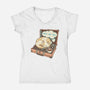 Music And Chill Cat-Womens-V-Neck-Tee-glitchygorilla