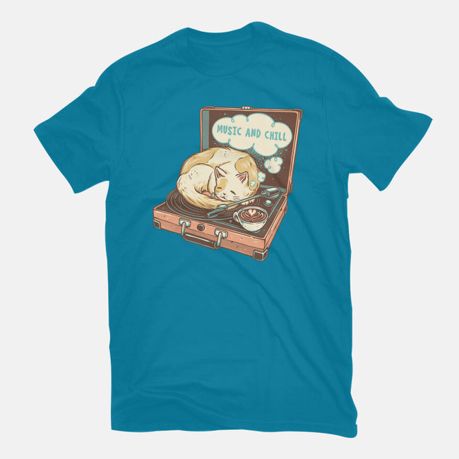 Music And Chill Cat-Mens-Heavyweight-Tee-glitchygorilla
