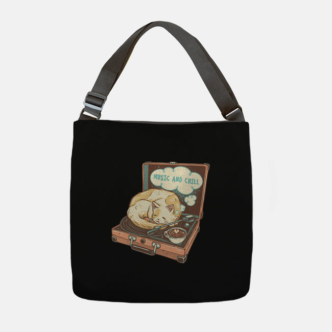 Music And Chill Cat-None-Adjustable Tote-Bag-glitchygorilla