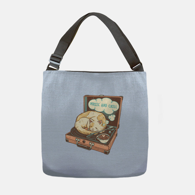 Music And Chill Cat-None-Adjustable Tote-Bag-glitchygorilla