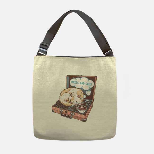 Music And Chill Cat-None-Adjustable Tote-Bag-glitchygorilla