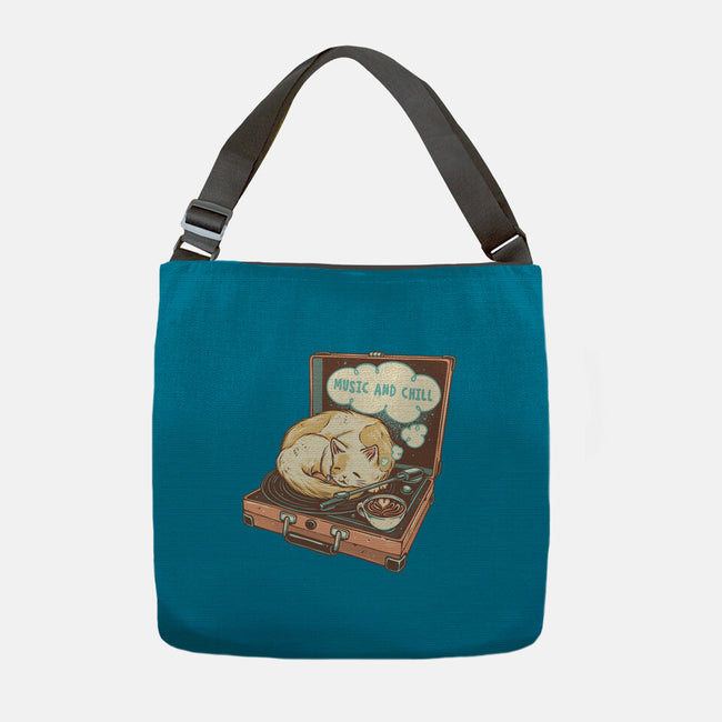 Music And Chill Cat-None-Adjustable Tote-Bag-glitchygorilla