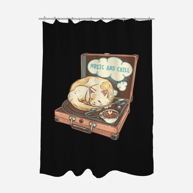 Music And Chill Cat-None-Polyester-Shower Curtain-glitchygorilla