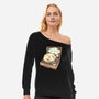 Music And Chill Cat-Womens-Off Shoulder-Sweatshirt-glitchygorilla