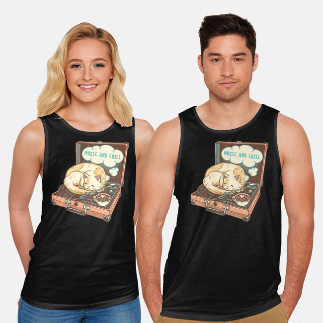 Music And Chill Cat-Unisex-Basic-Tank-glitchygorilla