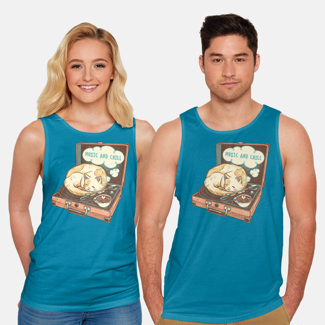 Music And Chill Cat-Unisex-Basic-Tank-glitchygorilla