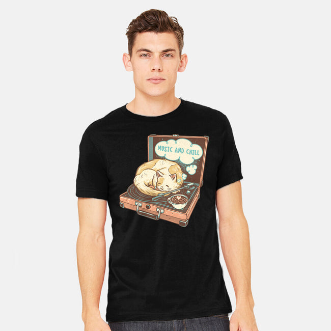 Music And Chill Cat-Mens-Heavyweight-Tee-glitchygorilla