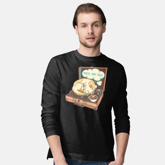Music And Chill Cat-Mens-Long Sleeved-Tee-glitchygorilla