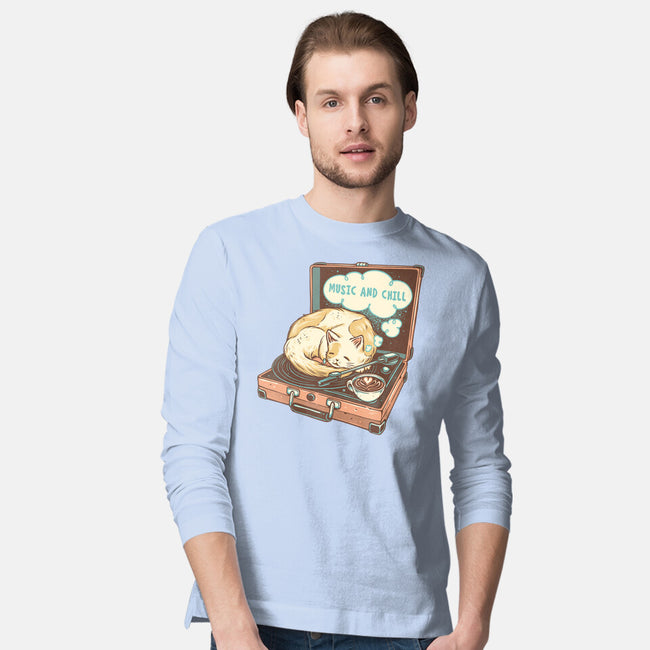 Music And Chill Cat-Mens-Long Sleeved-Tee-glitchygorilla