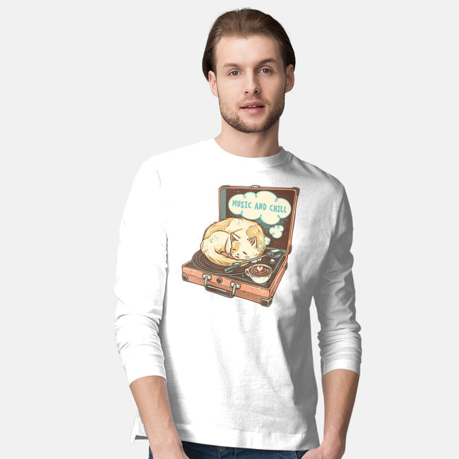 Music And Chill Cat-Mens-Long Sleeved-Tee-glitchygorilla