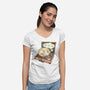 Music And Chill Cat-Womens-V-Neck-Tee-glitchygorilla
