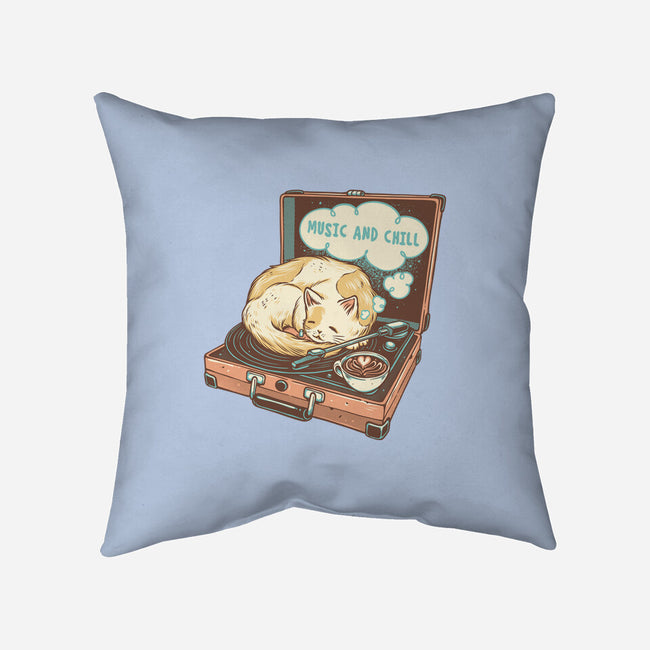 Music And Chill Cat-None-Removable Cover w Insert-Throw Pillow-glitchygorilla