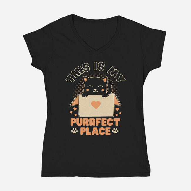 Purrfect Place-Womens-V-Neck-Tee-brunopires