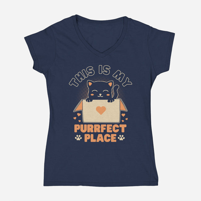 Purrfect Place-Womens-V-Neck-Tee-brunopires