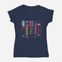 King Bookshelf-Womens-V-Neck-Tee-Nemons