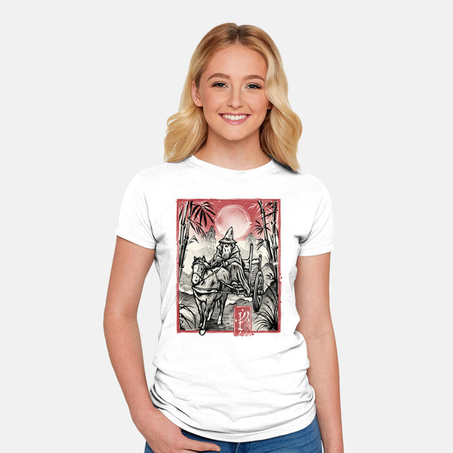 The Grey Traveler-Womens-Fitted-Tee-glitchygorilla