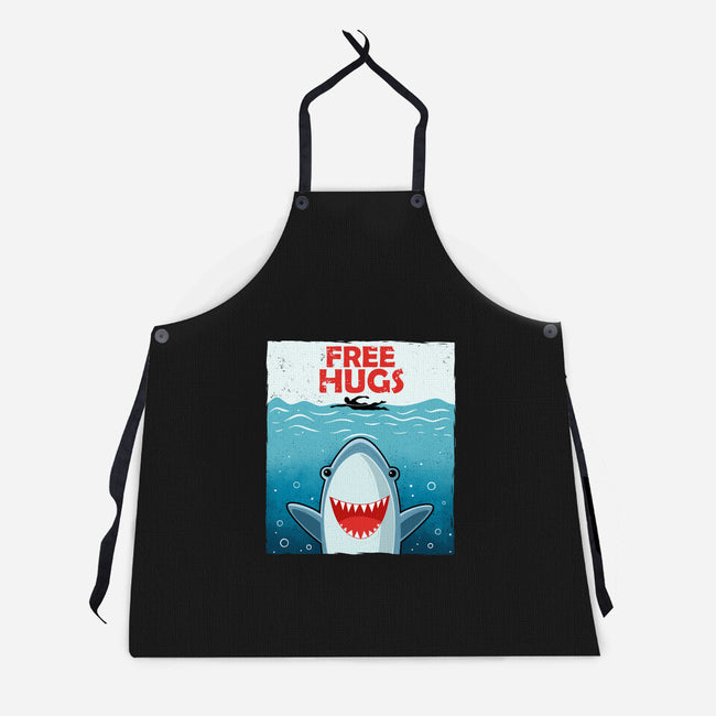 Free Shark Hugs-Unisex-Kitchen-Apron-erion_designs