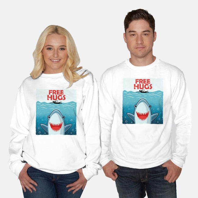 Free Shark Hugs-Unisex-Crew Neck-Sweatshirt-erion_designs