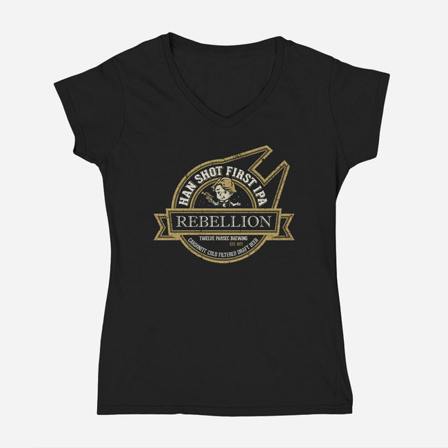 Han Shot First IPA-Womens-V-Neck-Tee-kg07