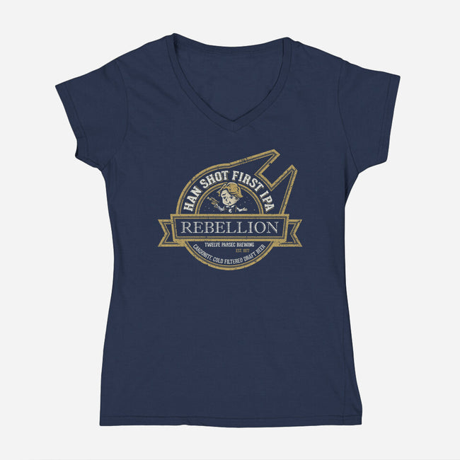 Han Shot First IPA-Womens-V-Neck-Tee-kg07