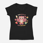 OWLways Up For Snacks-Womens-V-Neck-Tee-TechraNova