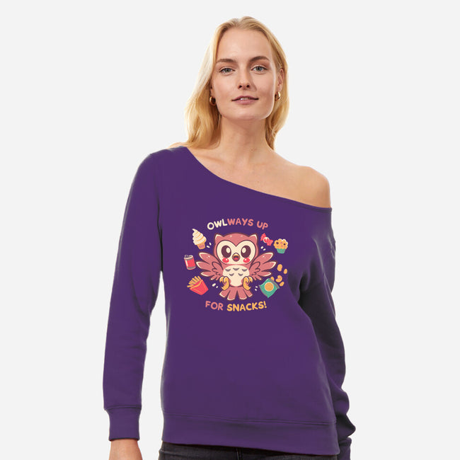 OWLways Up For Snacks-Womens-Off Shoulder-Sweatshirt-TechraNova