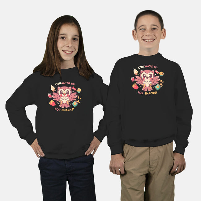 OWLways Up For Snacks-Youth-Crew Neck-Sweatshirt-TechraNova