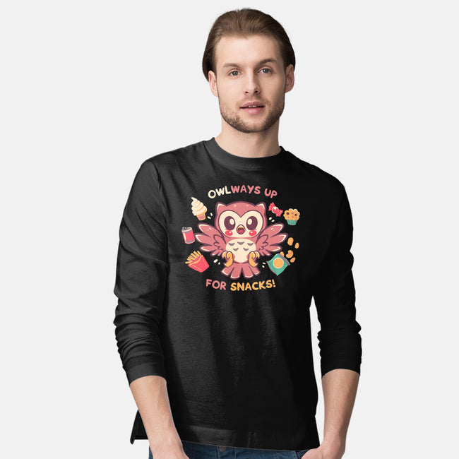 OWLways Up For Snacks-Mens-Long Sleeved-Tee-TechraNova
