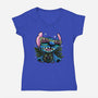 Tropical Visitor-Womens-V-Neck-Tee-momma_gorilla