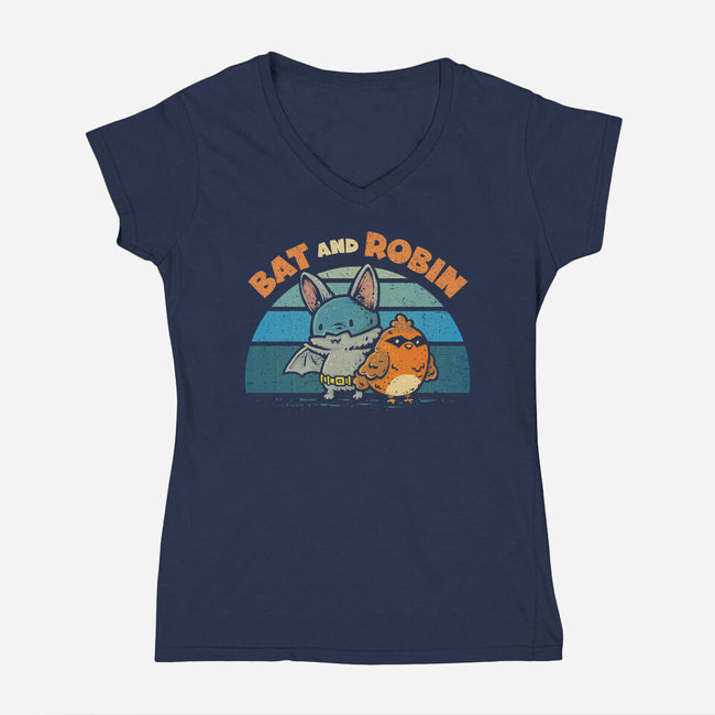 Bat And Robin-Womens-V-Neck-Tee-kg07