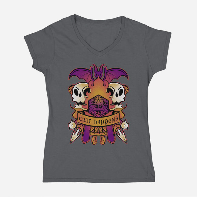 Crit Happens Sometimes-Womens-V-Neck-Tee-FunkVampire