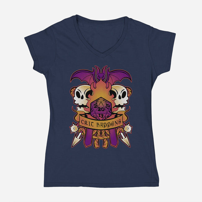 Crit Happens Sometimes-Womens-V-Neck-Tee-FunkVampire