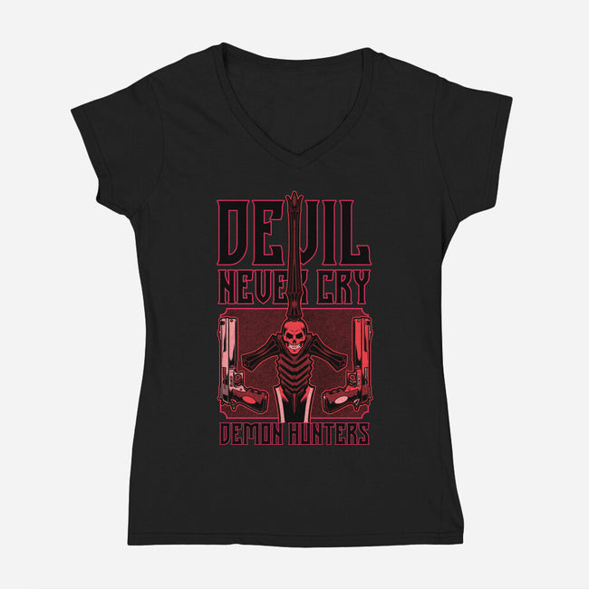 Devil Hunter Weapons-Womens-V-Neck-Tee-Studio Mootant
