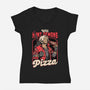 Devil Hunter Game Pizza-Womens-V-Neck-Tee-Studio Mootant