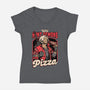 Devil Hunter Game Pizza-Womens-V-Neck-Tee-Studio Mootant